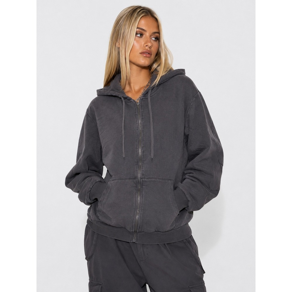 Eleven Paris Charcoal Gray 100% Cotton Full Zip Hoodie Sweatshirt XL